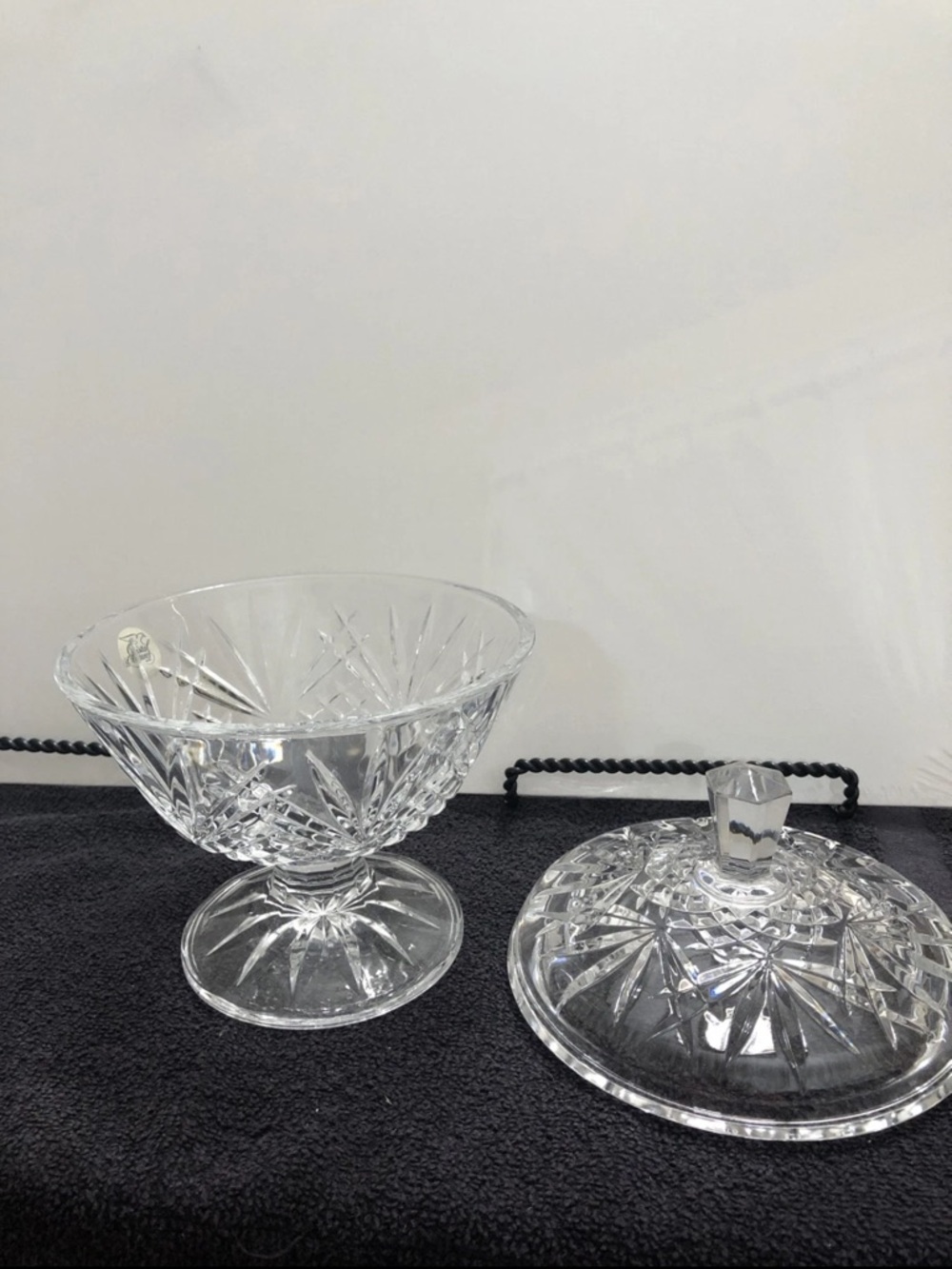 Vintage Crystal Covered Candy Dish - Clear Glass Serving Bowl